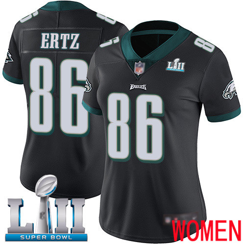 Women Philadelphia Eagles #86 Zach Ertz Black Alternate Vapor Untouchable NFL Jersey Limited Player Super Bowl LII